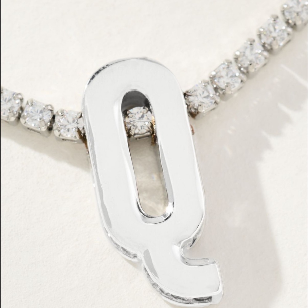 ANTHROPOLOGIE Shimmered Monogram Necklace - Silver - OS
